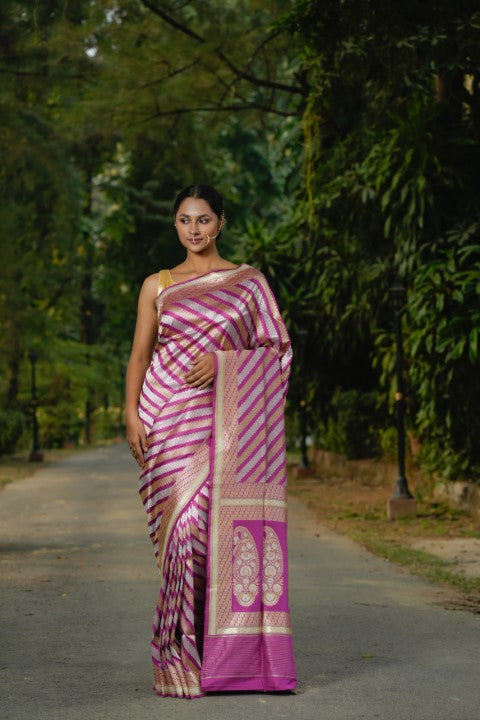 Lavender Katan Pure Silk Saree - Panaya