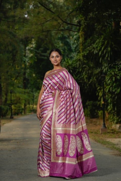 Lavender Katan Pure Silk Saree - Panaya