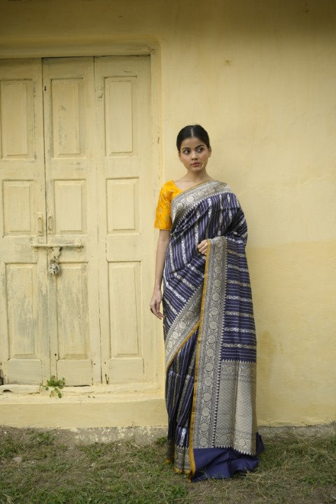 Royal Blue Katan Pure Silk Saree - Panaya