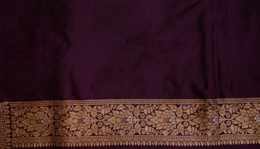 Purple Katan Pure Silk Cutwork Saree - Panaya