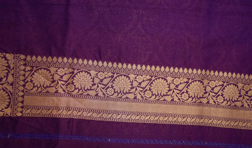 Purple Katan Pure Silk Cutwork Saree - Panaya