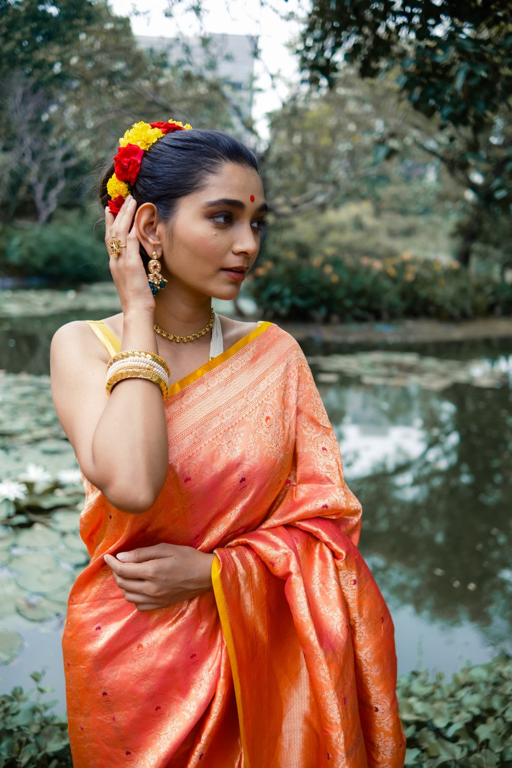 Handloom Yellow Banarasi Brocade Pure Silk Saree