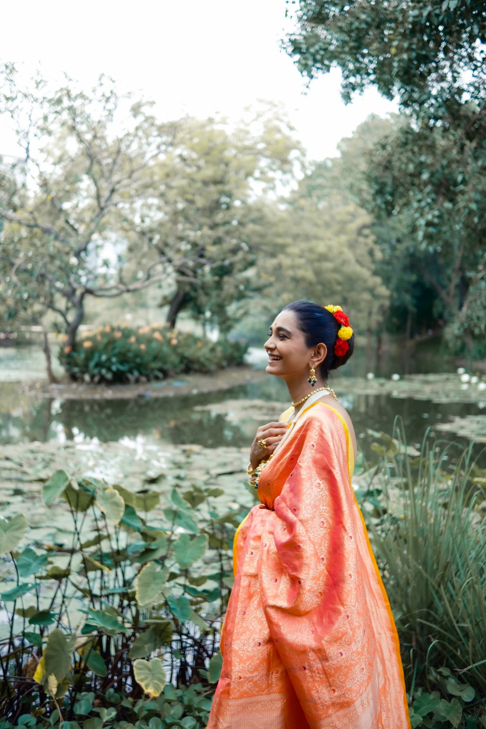 Handloom Yellow Banarasi Brocade Pure Silk Saree