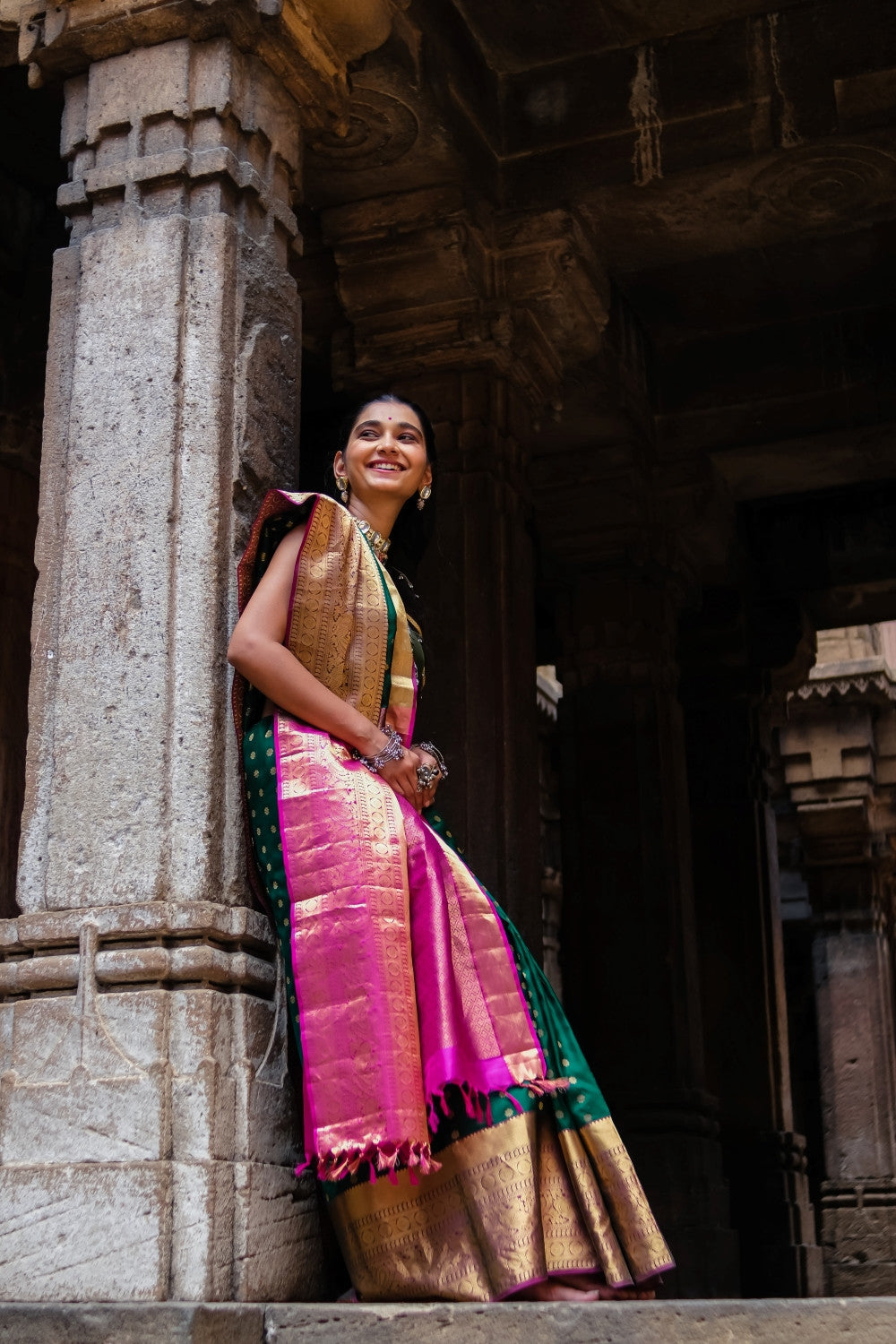 Handloom Dark Green Kanchipattu Pure Silk Saree