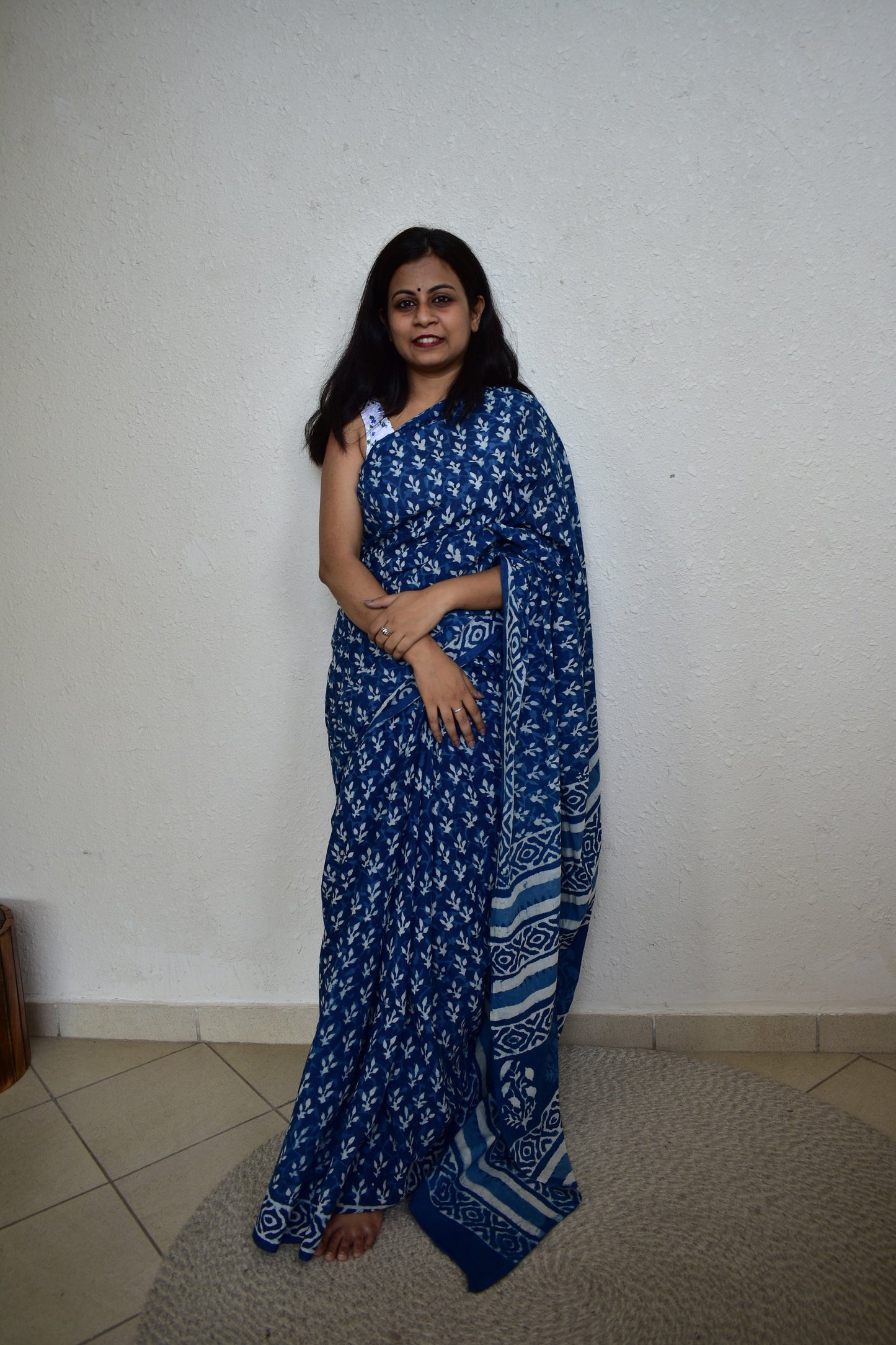 Indigo Harmony - Indigo Blue Collection - Cotton Mulmul Saree