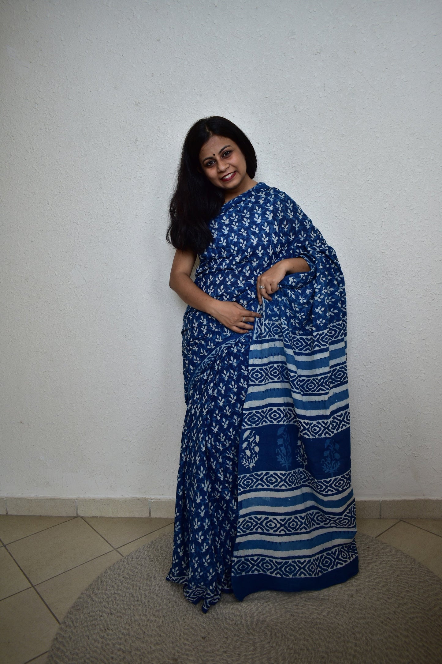 Indigo Harmony - Indigo Blue Collection - Cotton Mulmul Saree