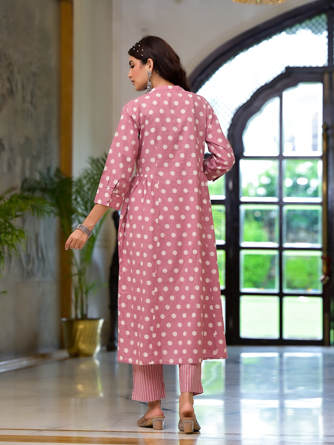 Light Pink Printed Pure Cotton Straight Kurta & Trouser with Dupatta