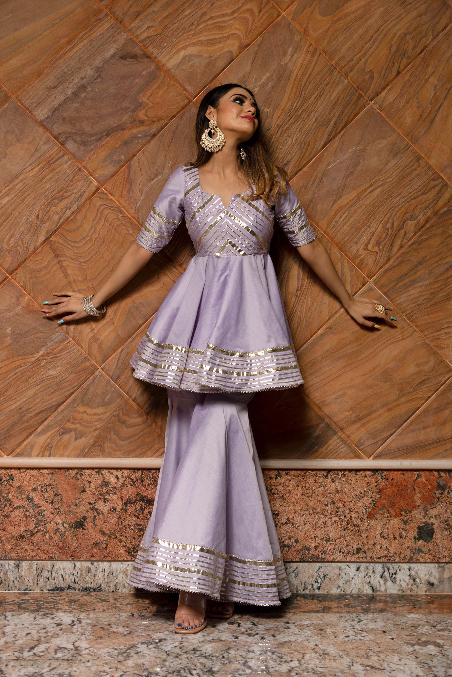 Ganguar Ibadat Lilac Sharara Set