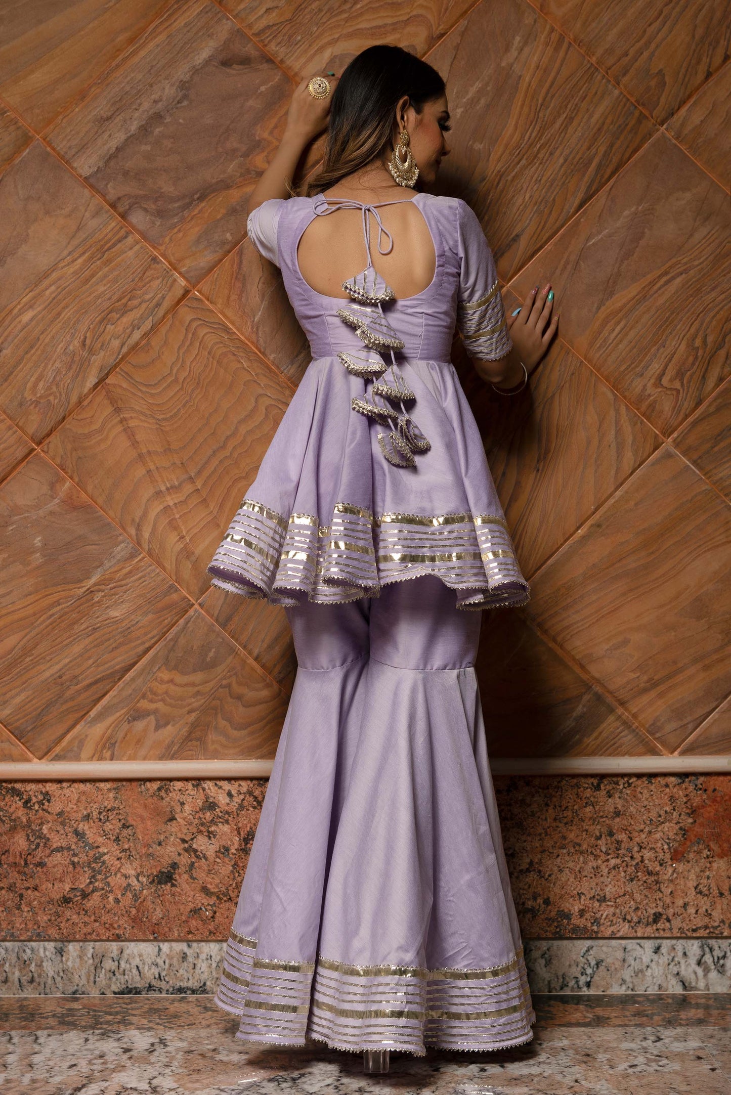 Ganguar Ibadat Lilac Sharara Set