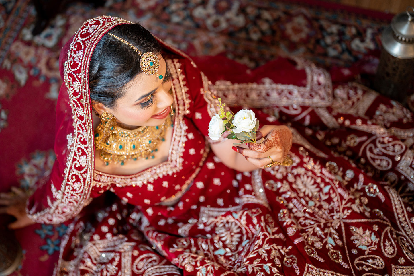 Maroon Velvet marwari Zardosi lehenga