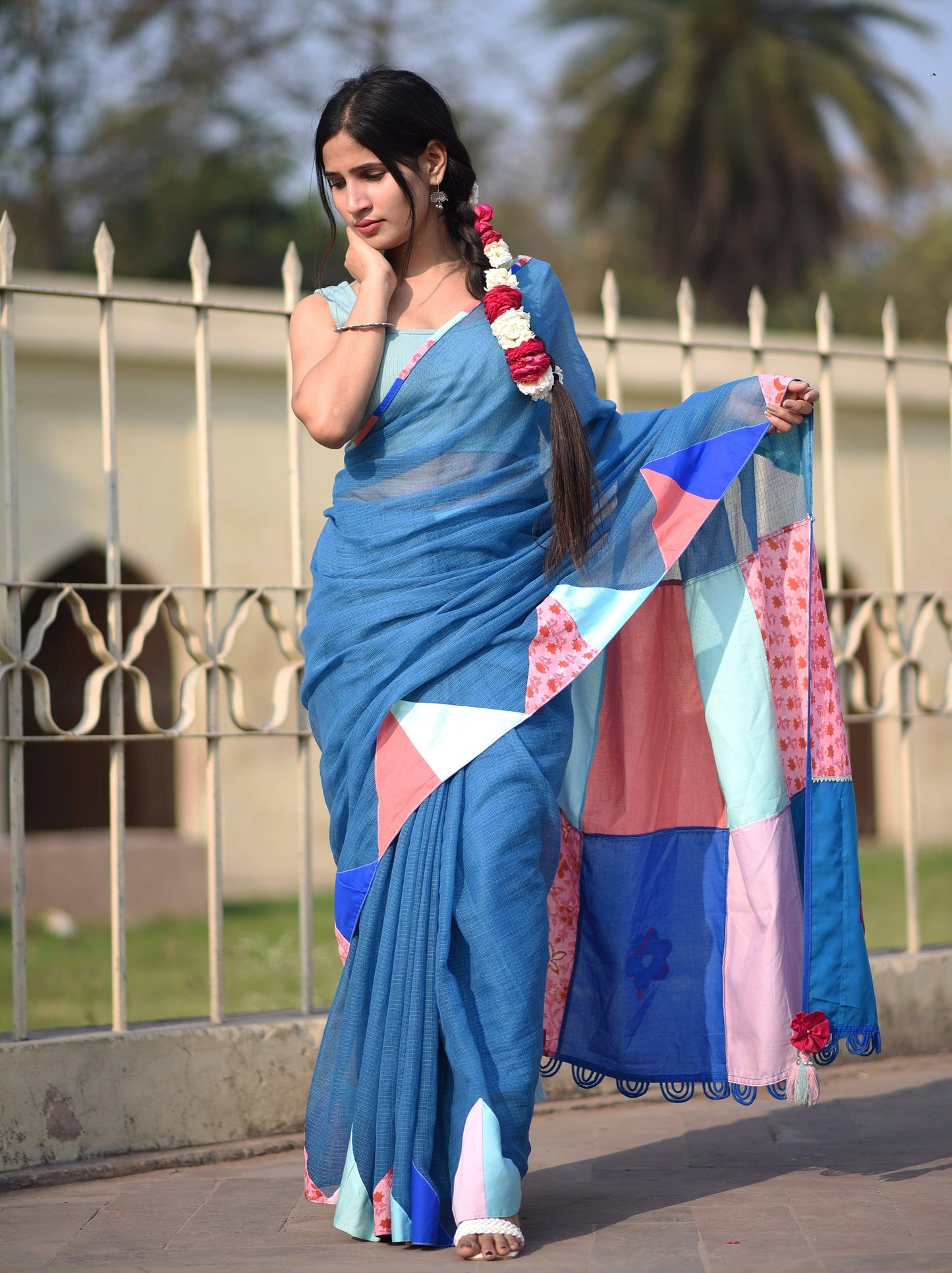 मसकली Kota Cotton Blue Saree