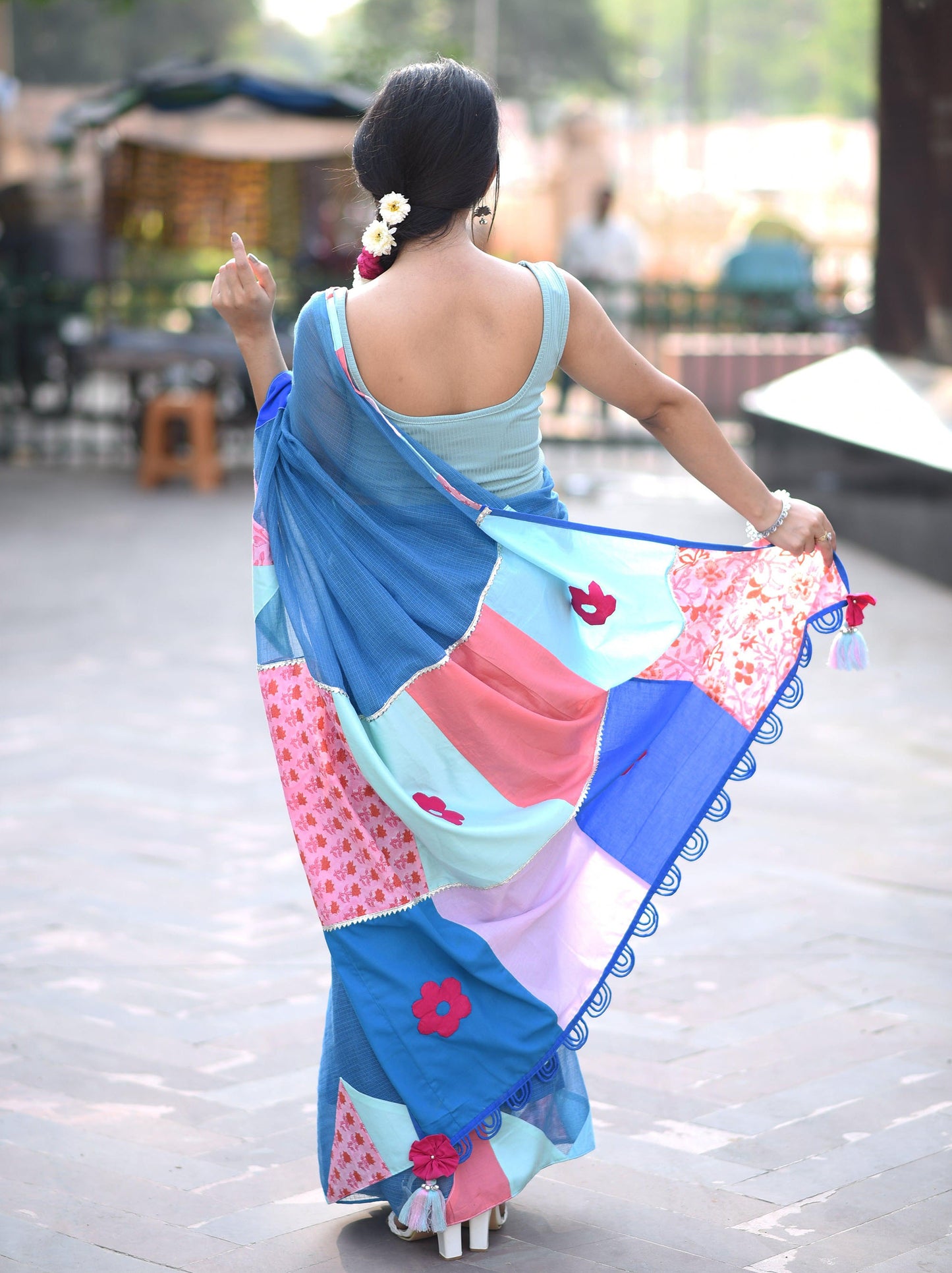 मसकली Kota Cotton Blue Saree