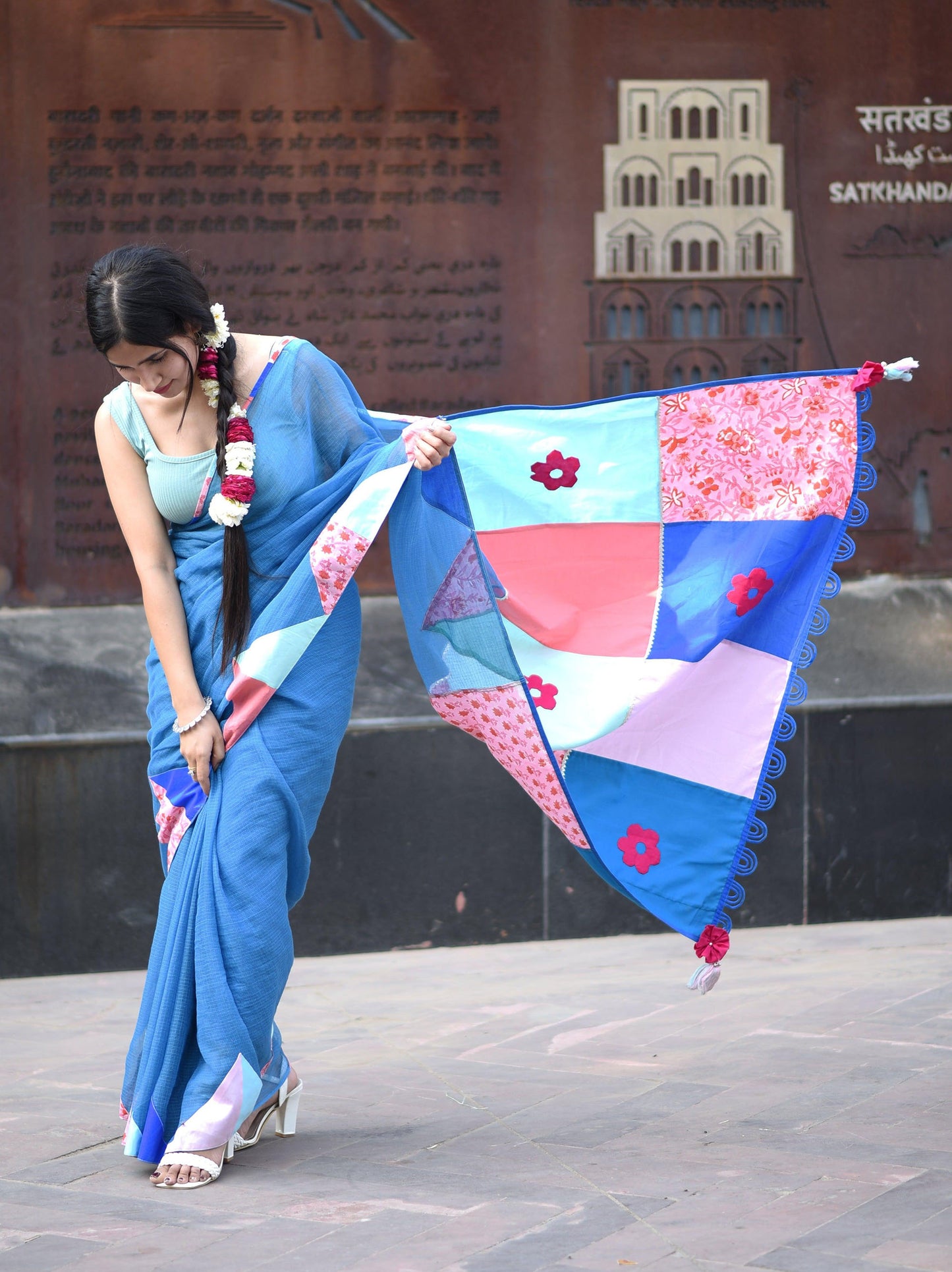 मसकली Kota Cotton Blue Saree