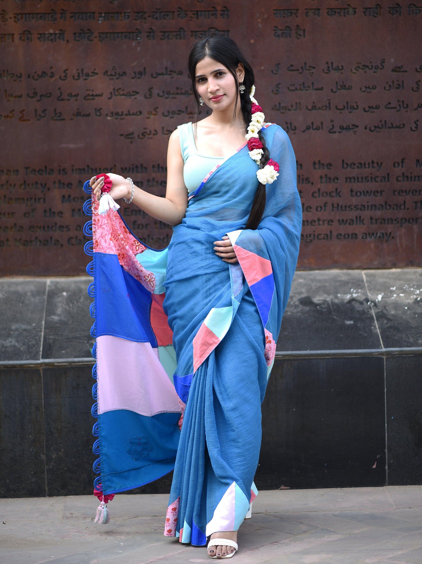 मसकली Kota Cotton Blue Saree