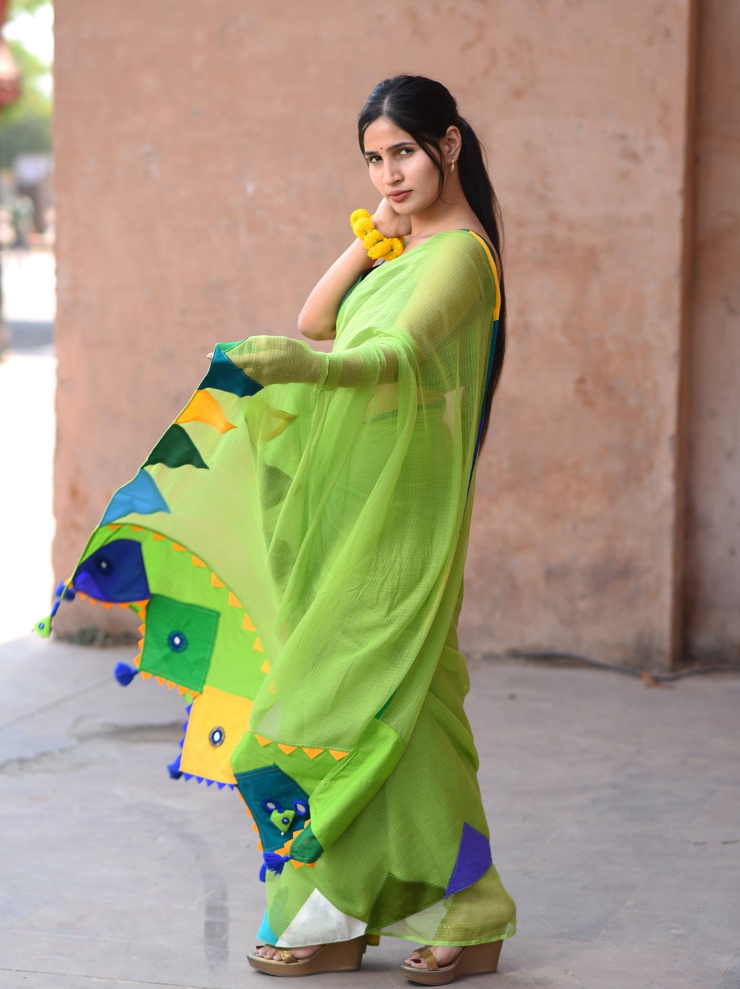 अंगूरी Kotta cotton Green Saree