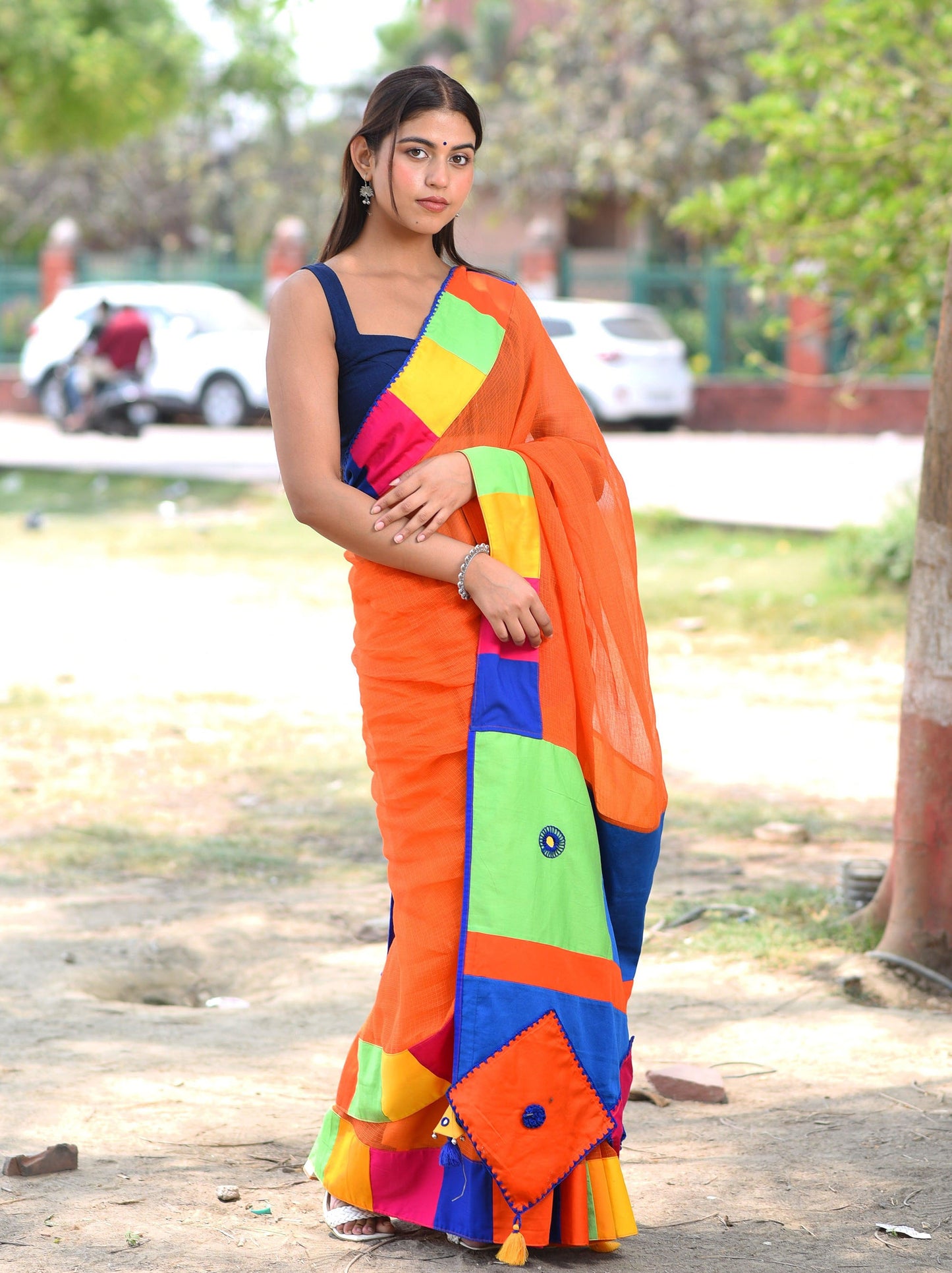 पतंग Kota Woven Orange Saree