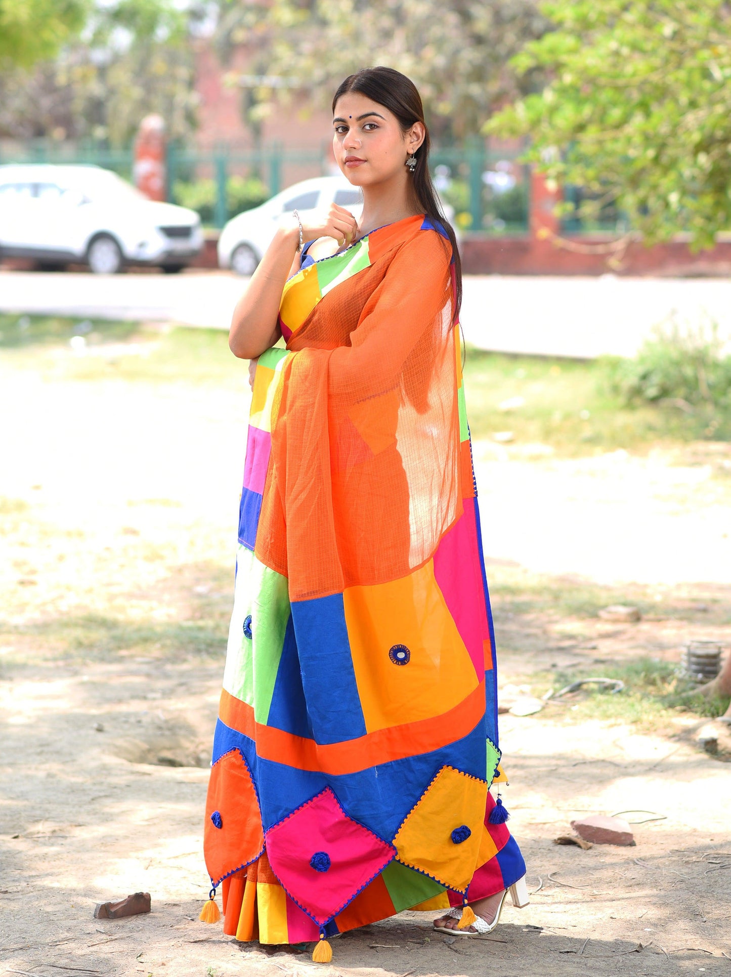 पतंग Kota Woven Orange Saree