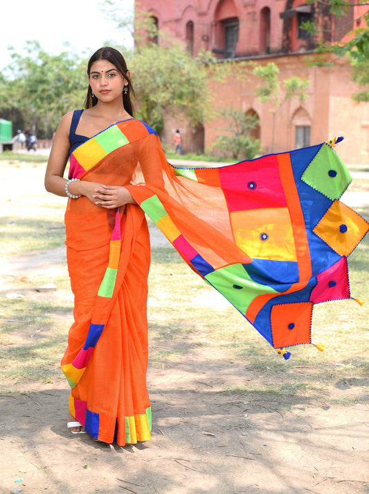 पतंग Kota Woven Orange Saree