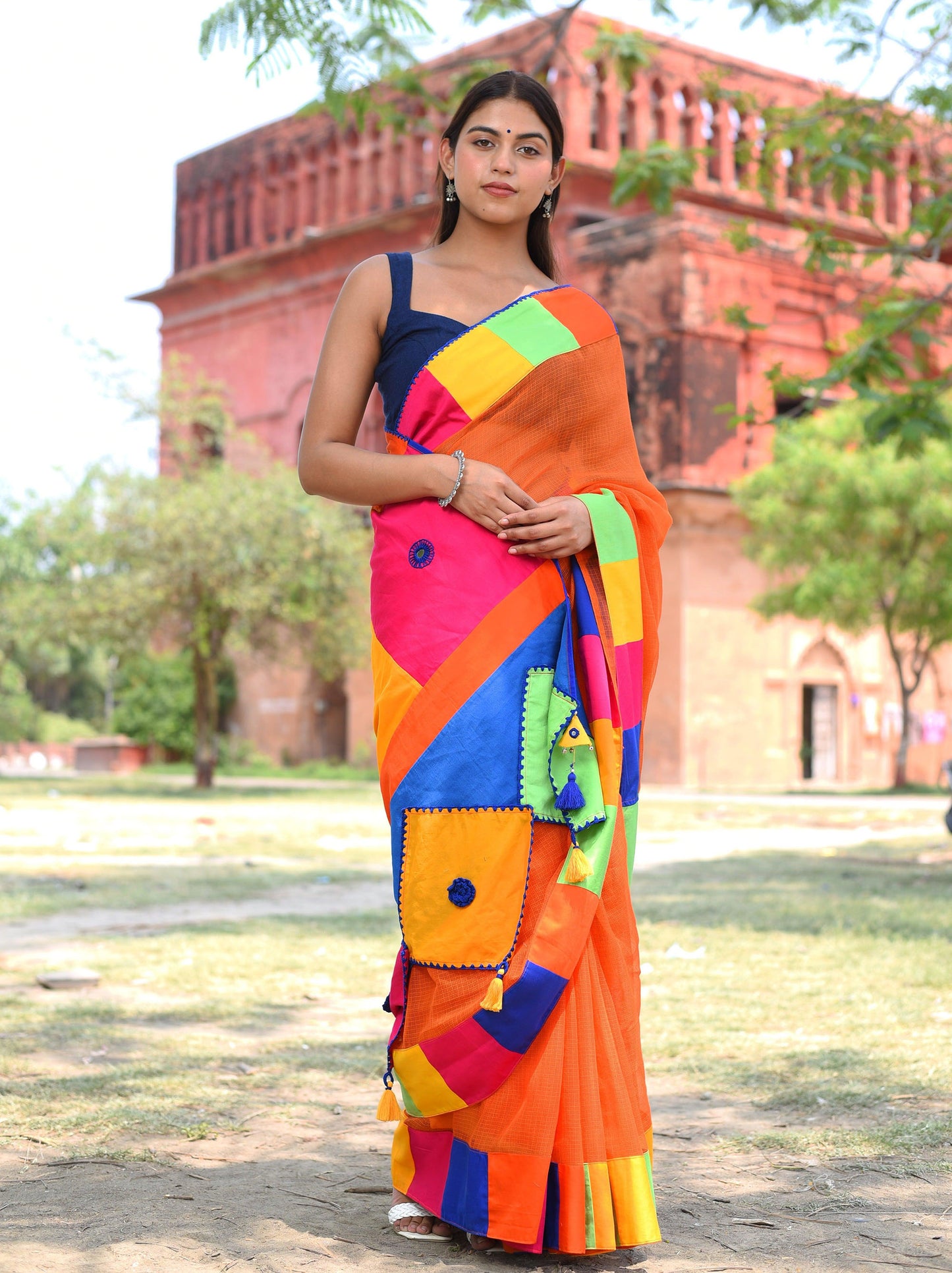 पतंग Kota Woven Orange Saree