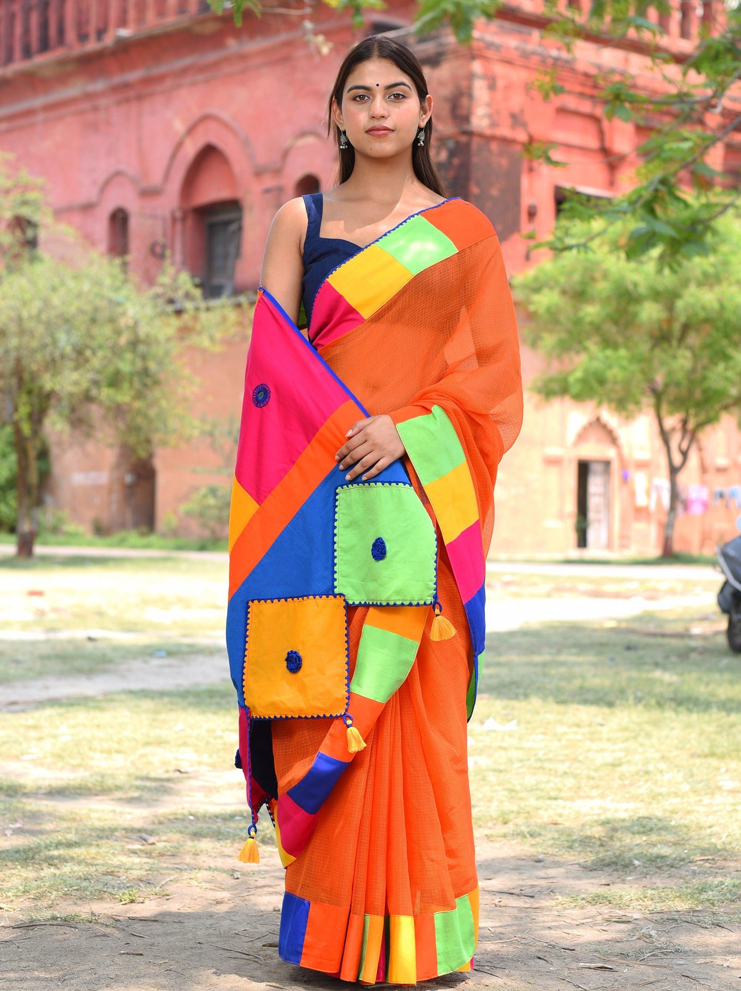 पतंग Kota Woven Orange Saree