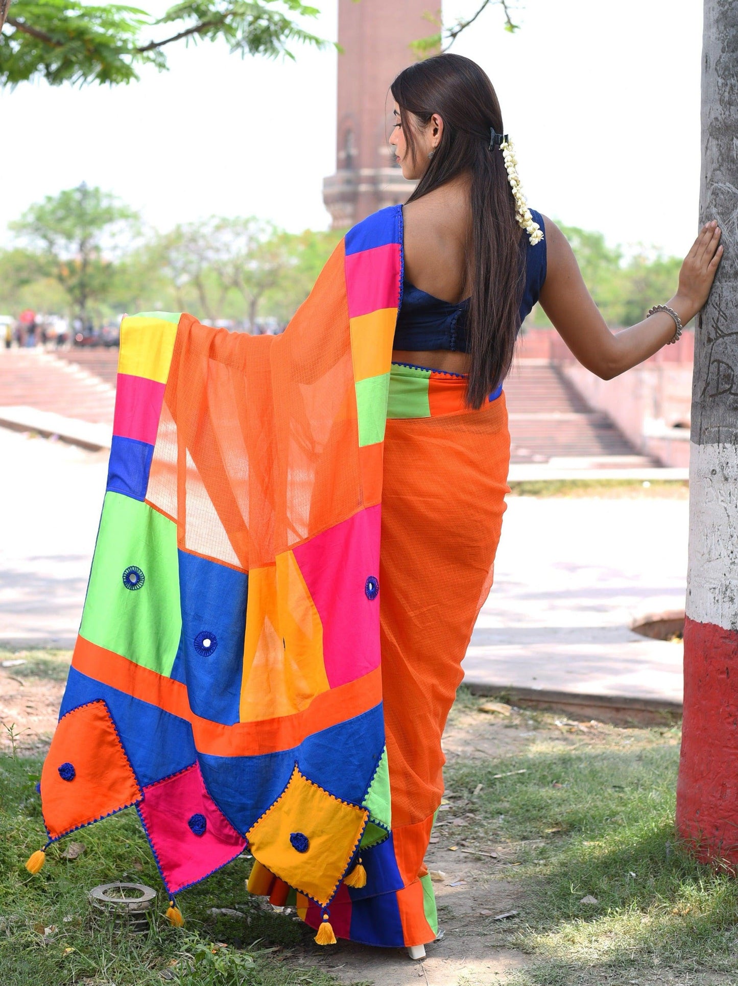 पतंग Kota Woven Orange Saree