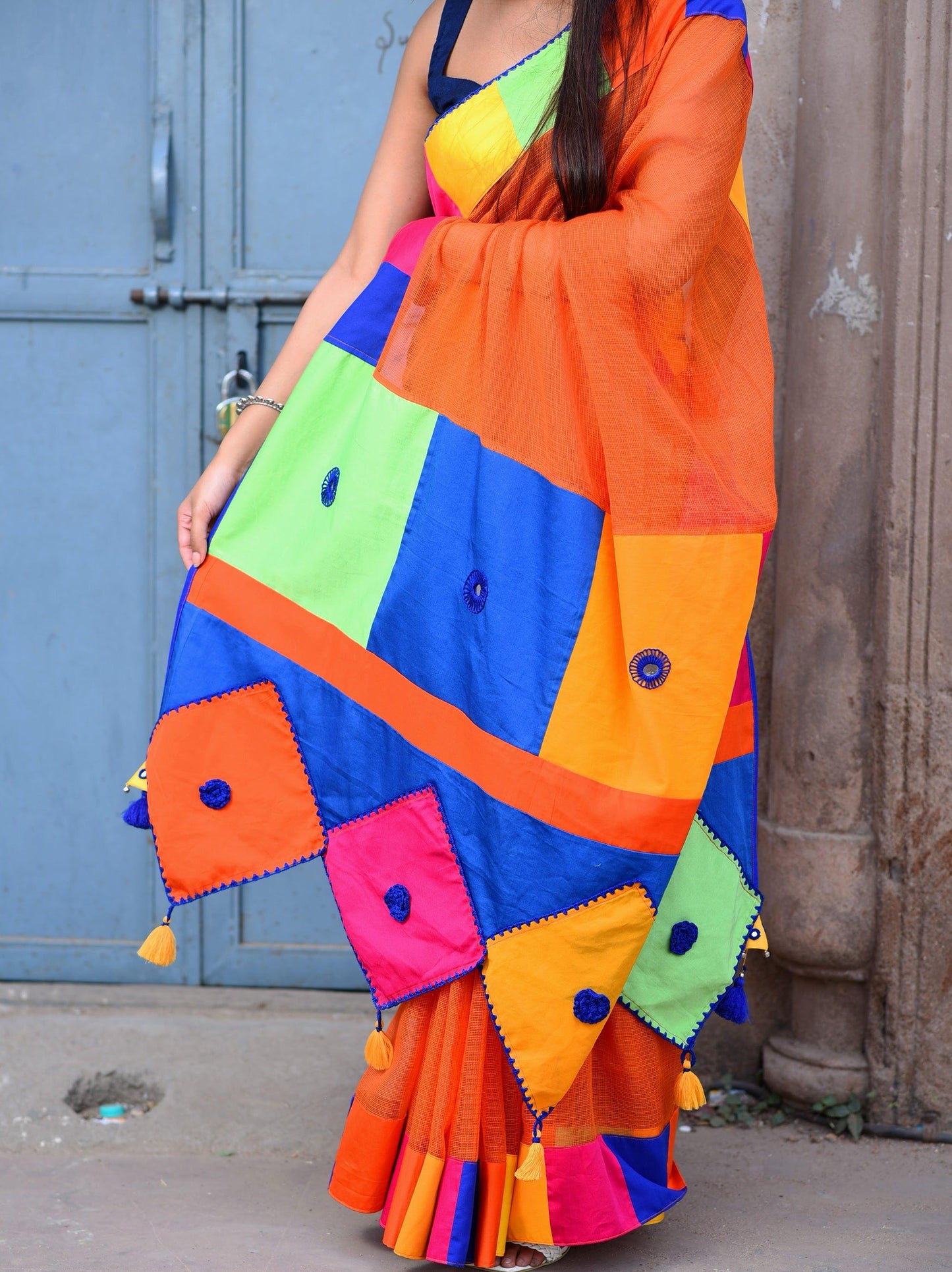 पतंग Kota Woven Orange Saree