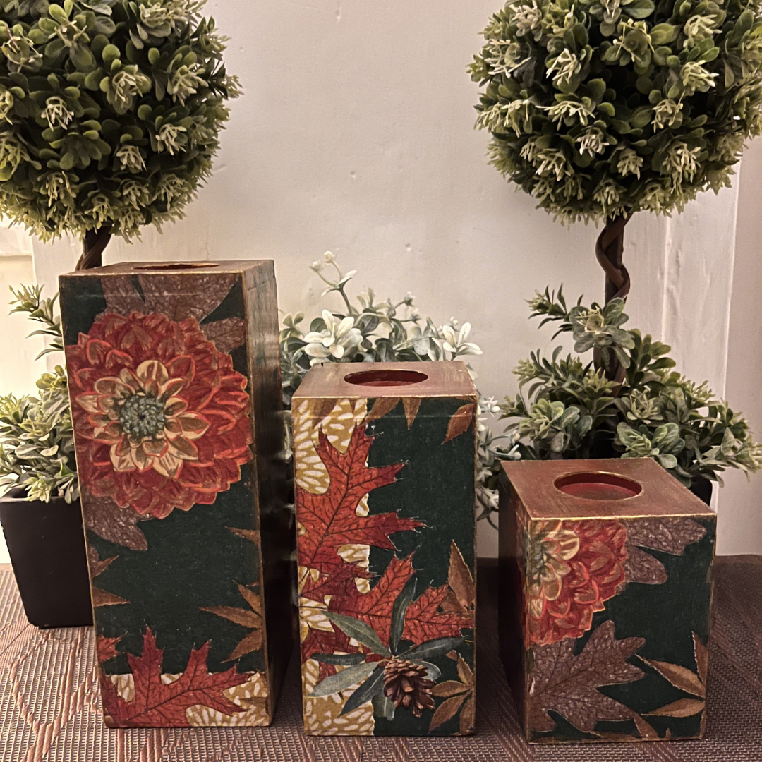 Floral Decoupage Tea Light Holders (Big)