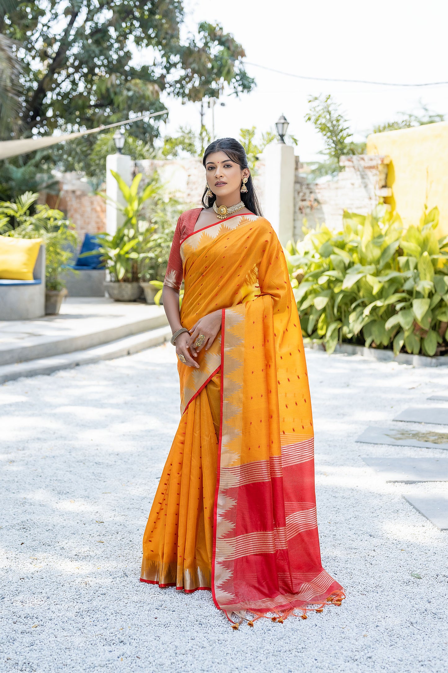 Elisha Pyramid Mustard Raw silk Zari woven Saree