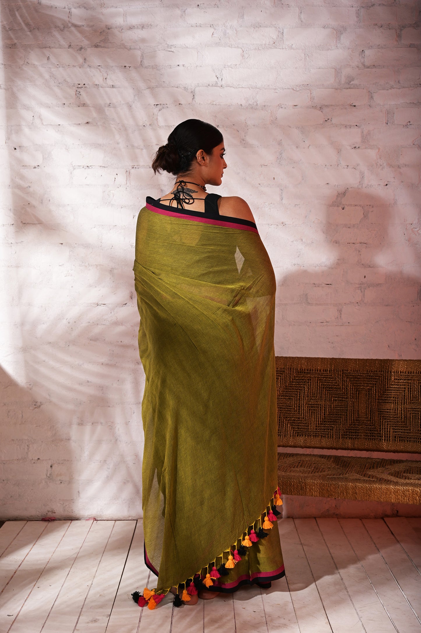 Ek Khayal |Olive Green mul cotton saree