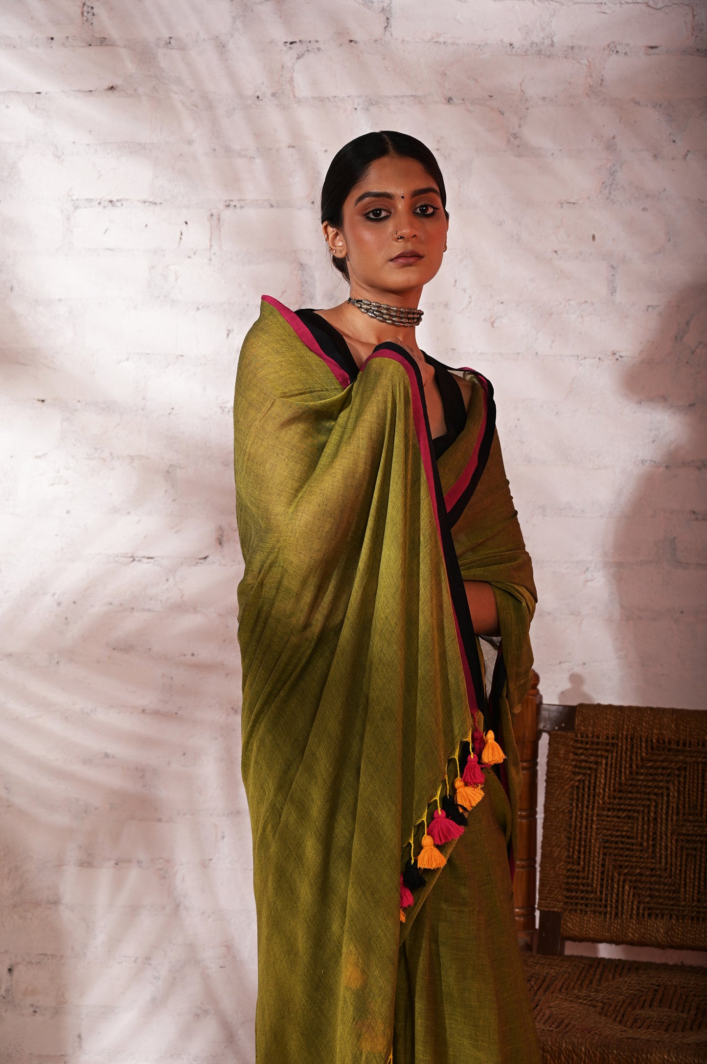 Ek Khayal |Olive Green mul cotton saree