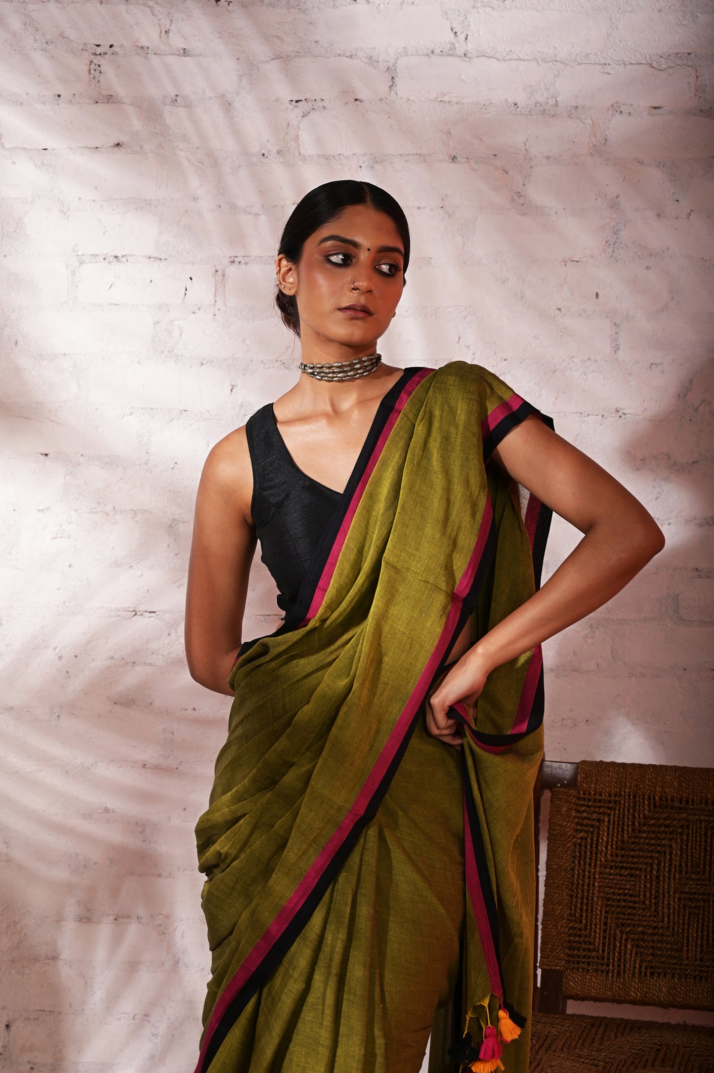 Ek Khayal |Olive Green mul cotton saree