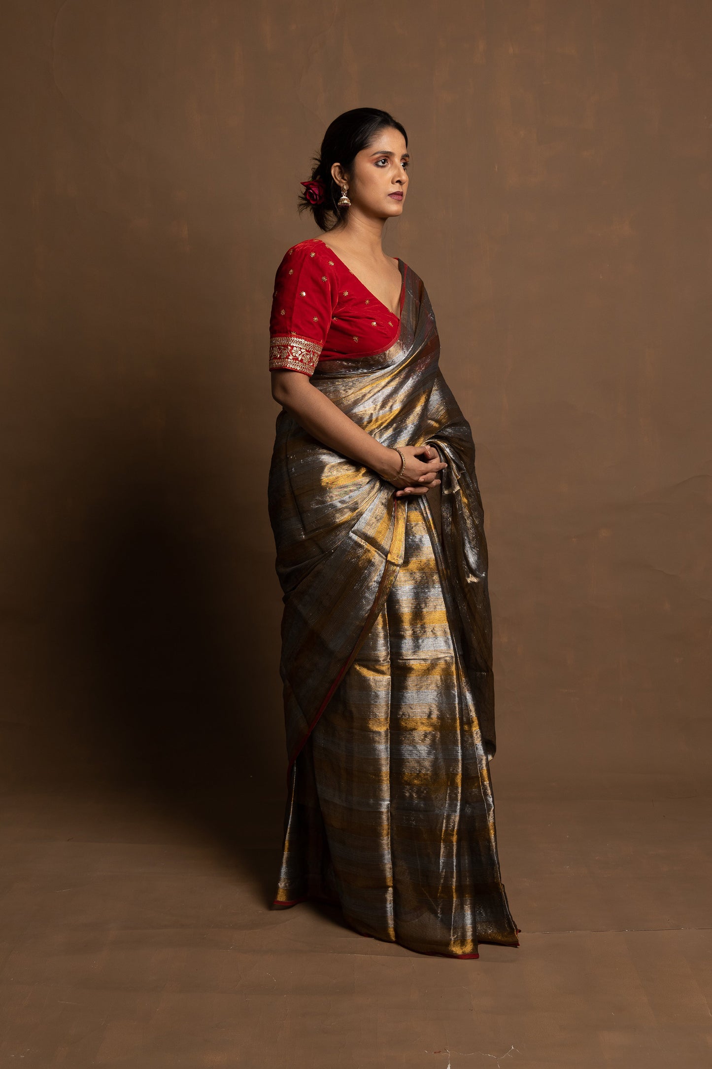 Gold Tiara I Multicolour Handloom Tissue Saree