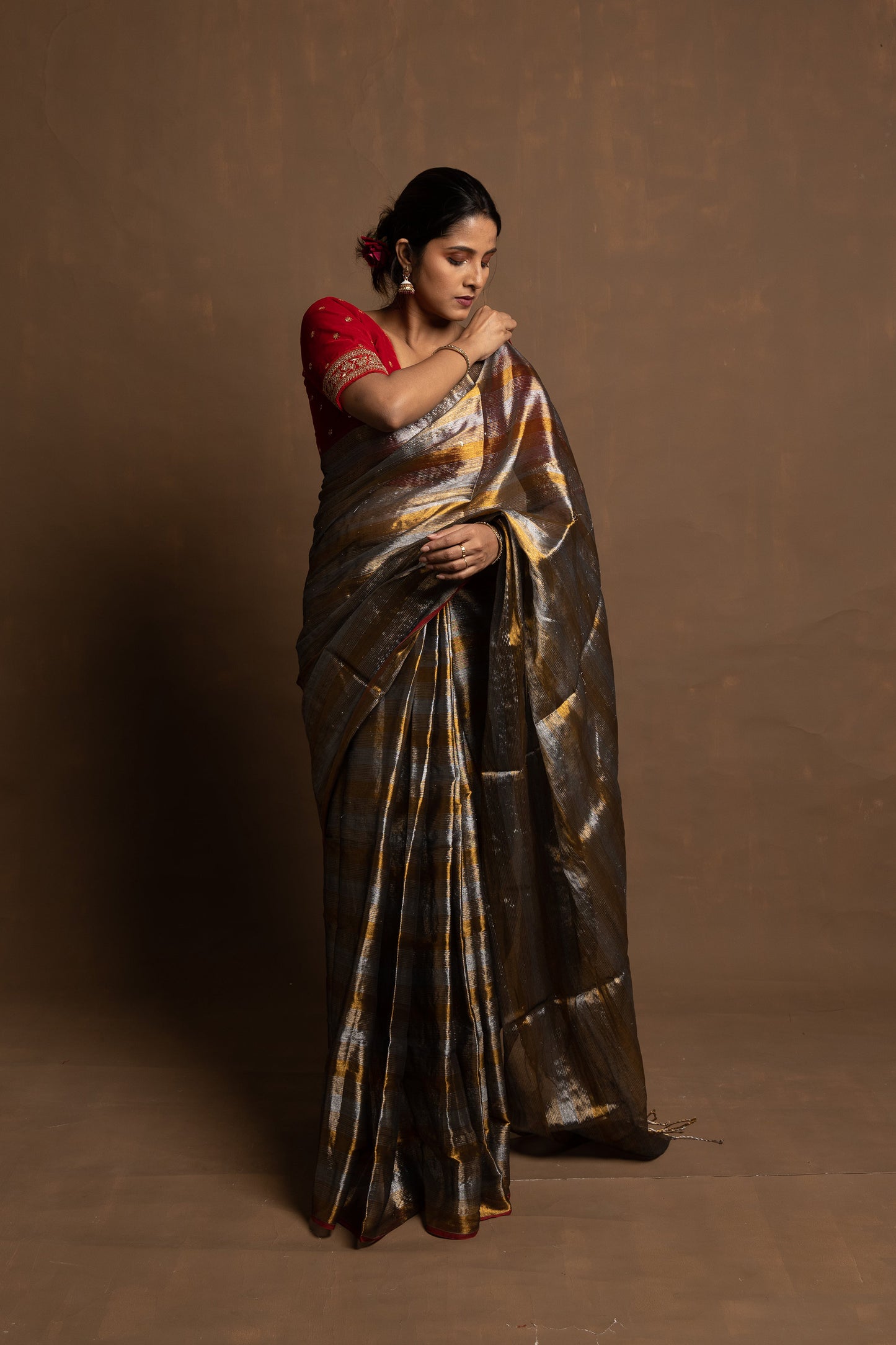 Gold Tiara I Multicolour Handloom Tissue Saree