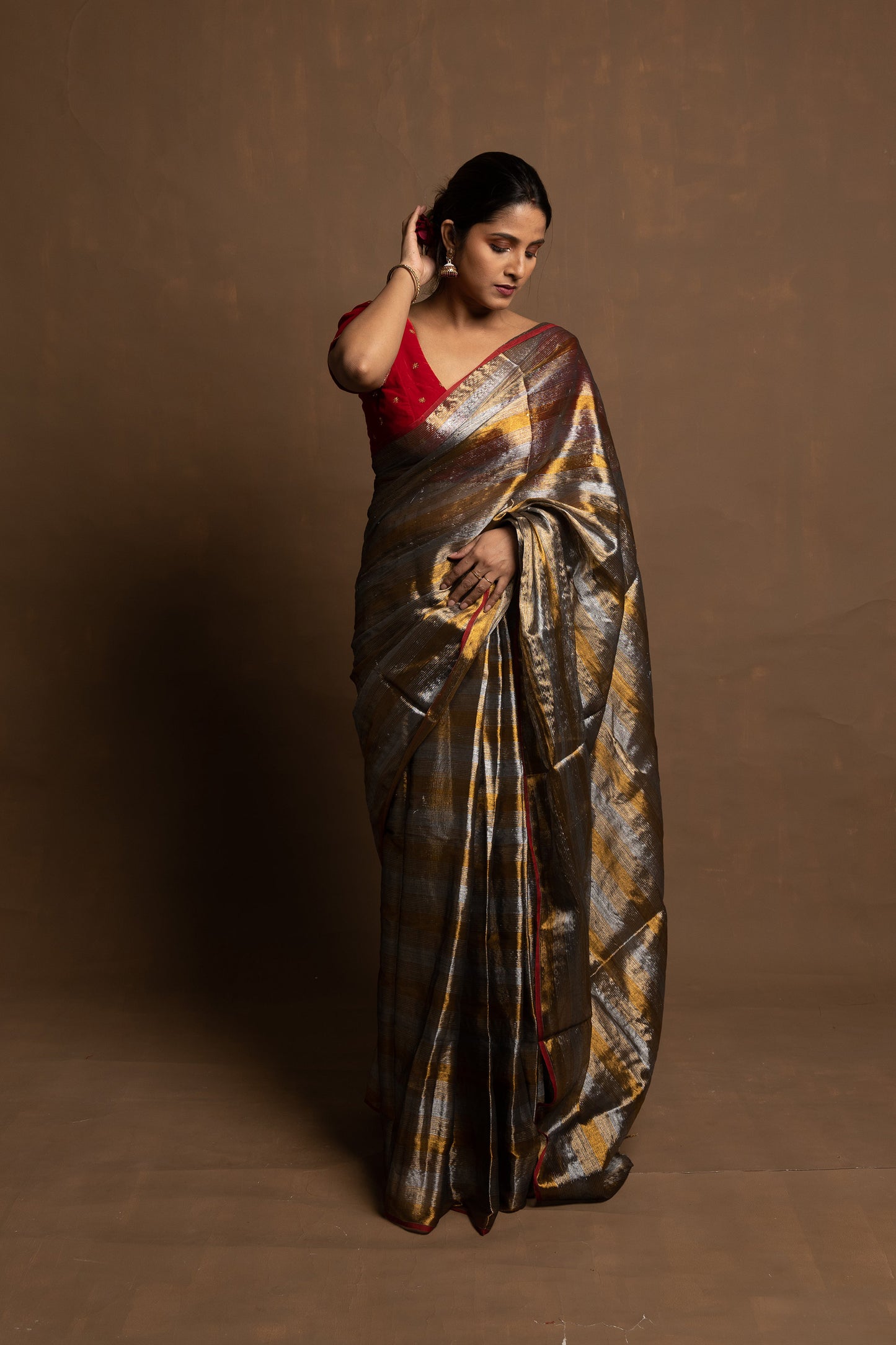 Gold Tiara I Multicolour Handloom Tissue Saree