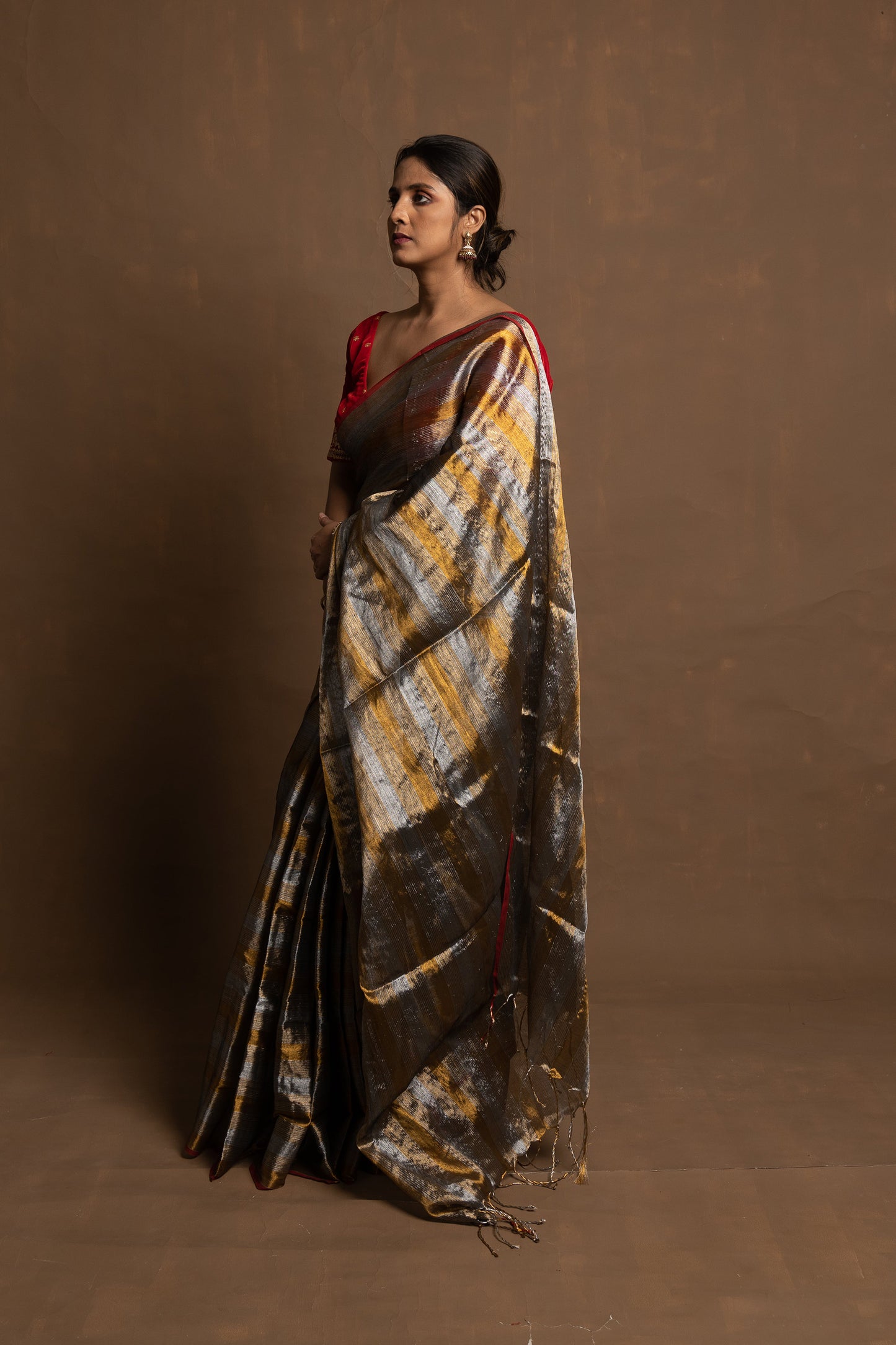 Gold Tiara I Multicolour Handloom Tissue Saree