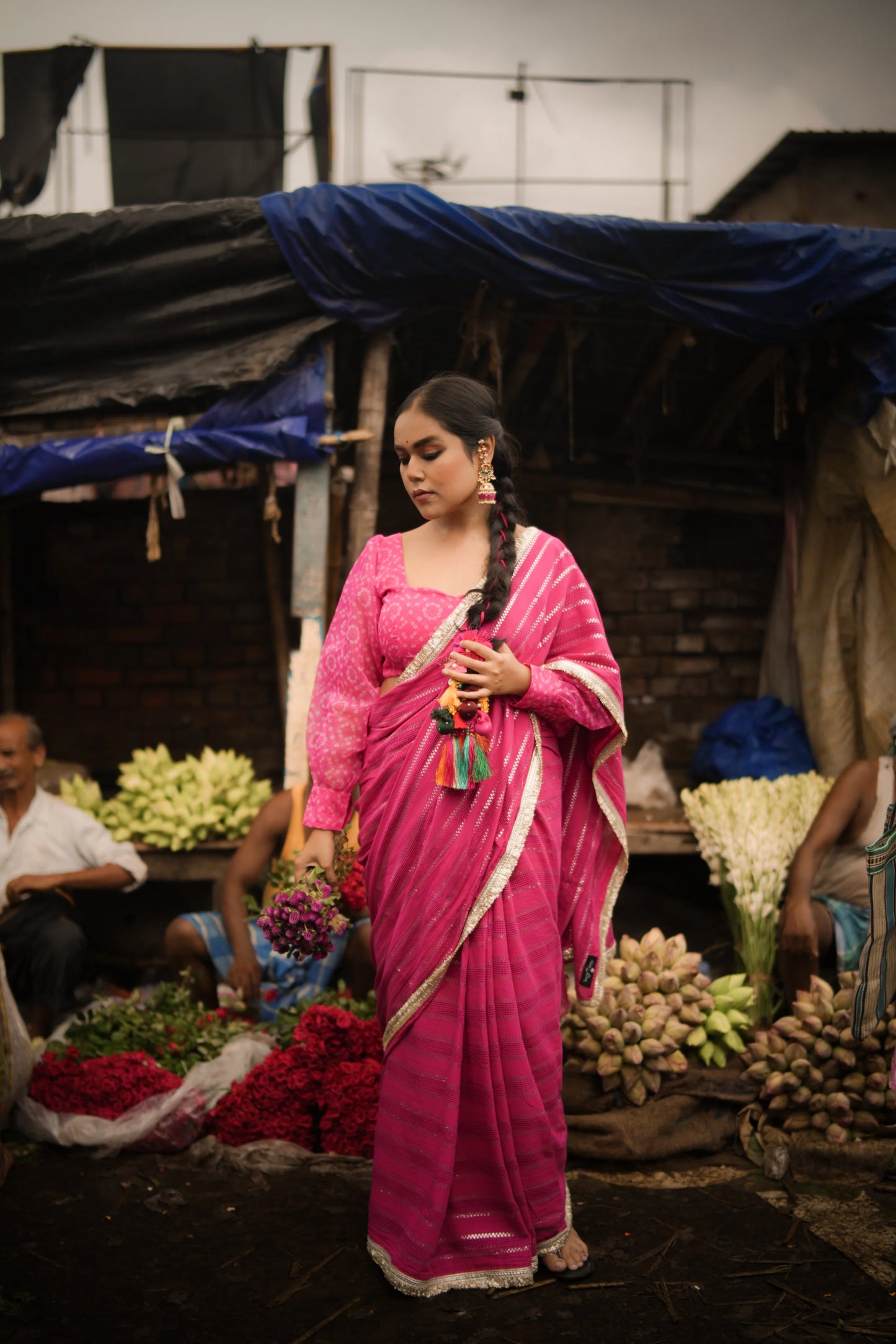 GUL Pink Cotton Saree