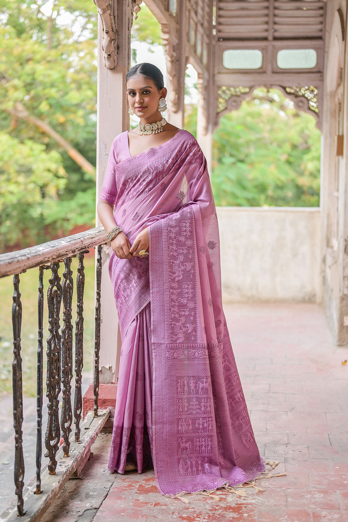 Wine Handloom Raw silk contrast woven Saree