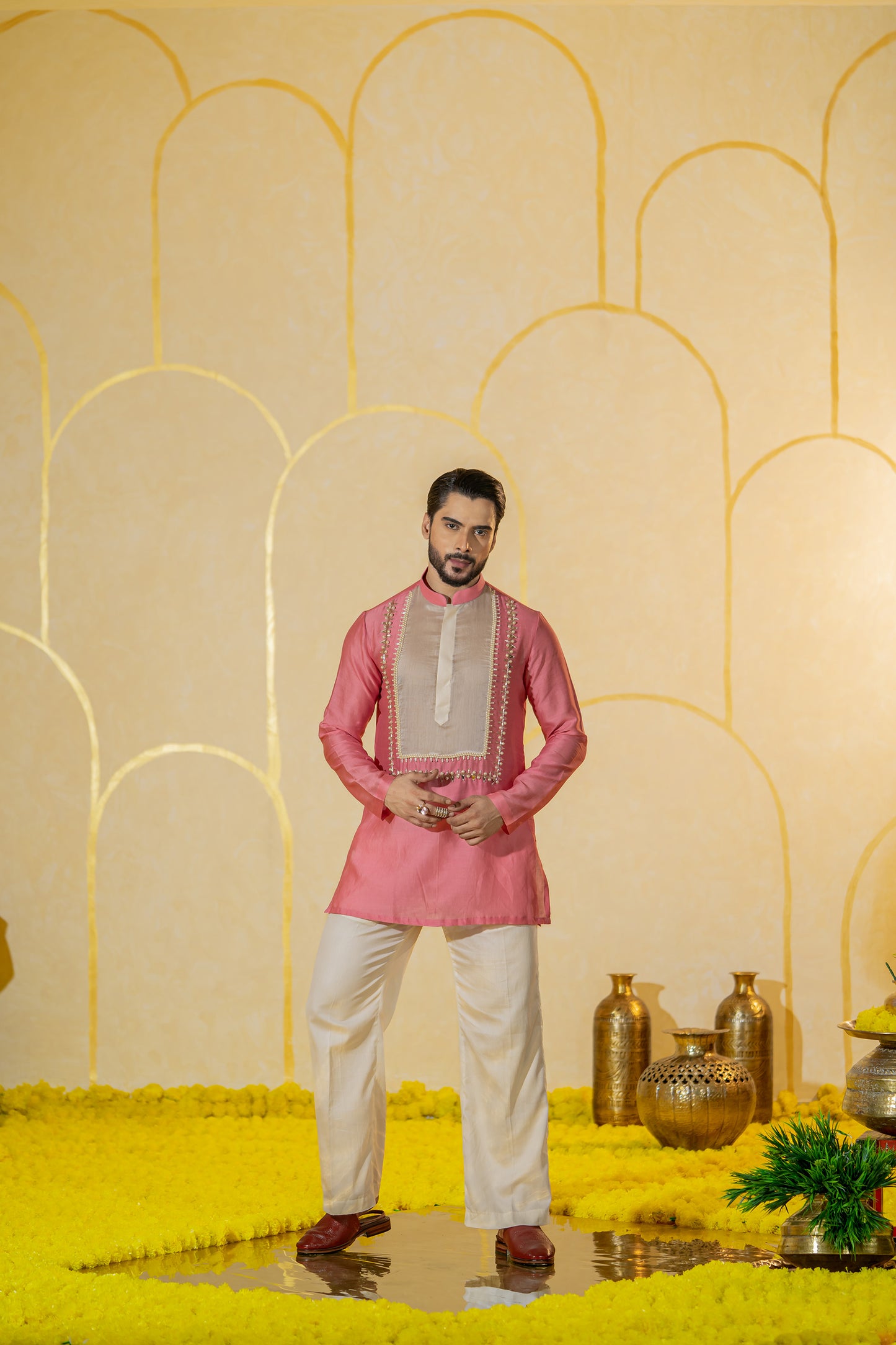 Pink Patch Short kurta set