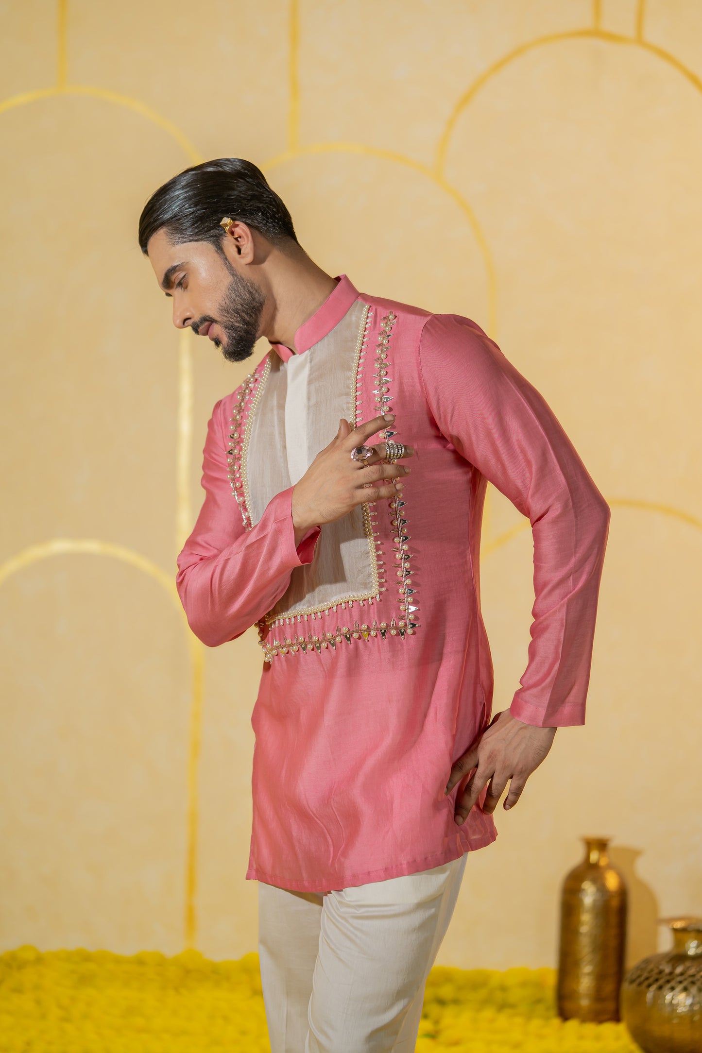 Pink Patch Short kurta set