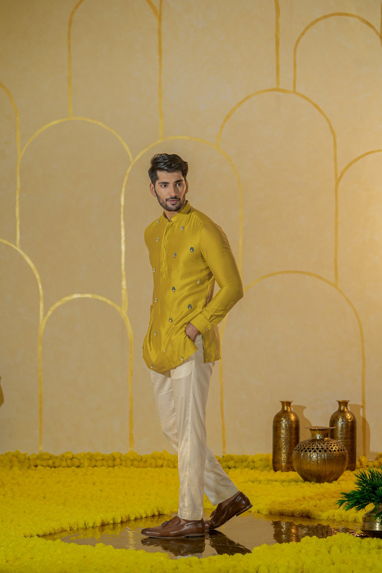 Hamsa Yellow Short kurta set