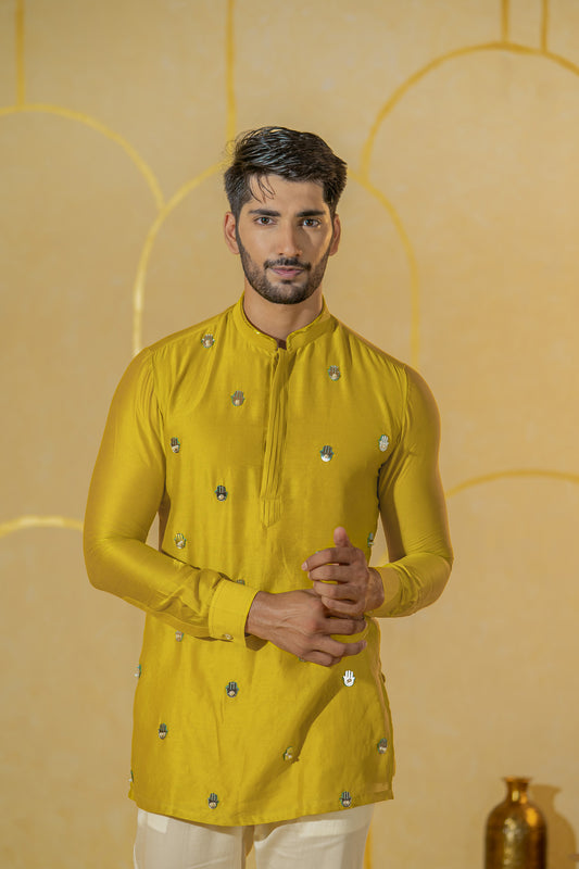 Hamsa Yellow Short kurta set