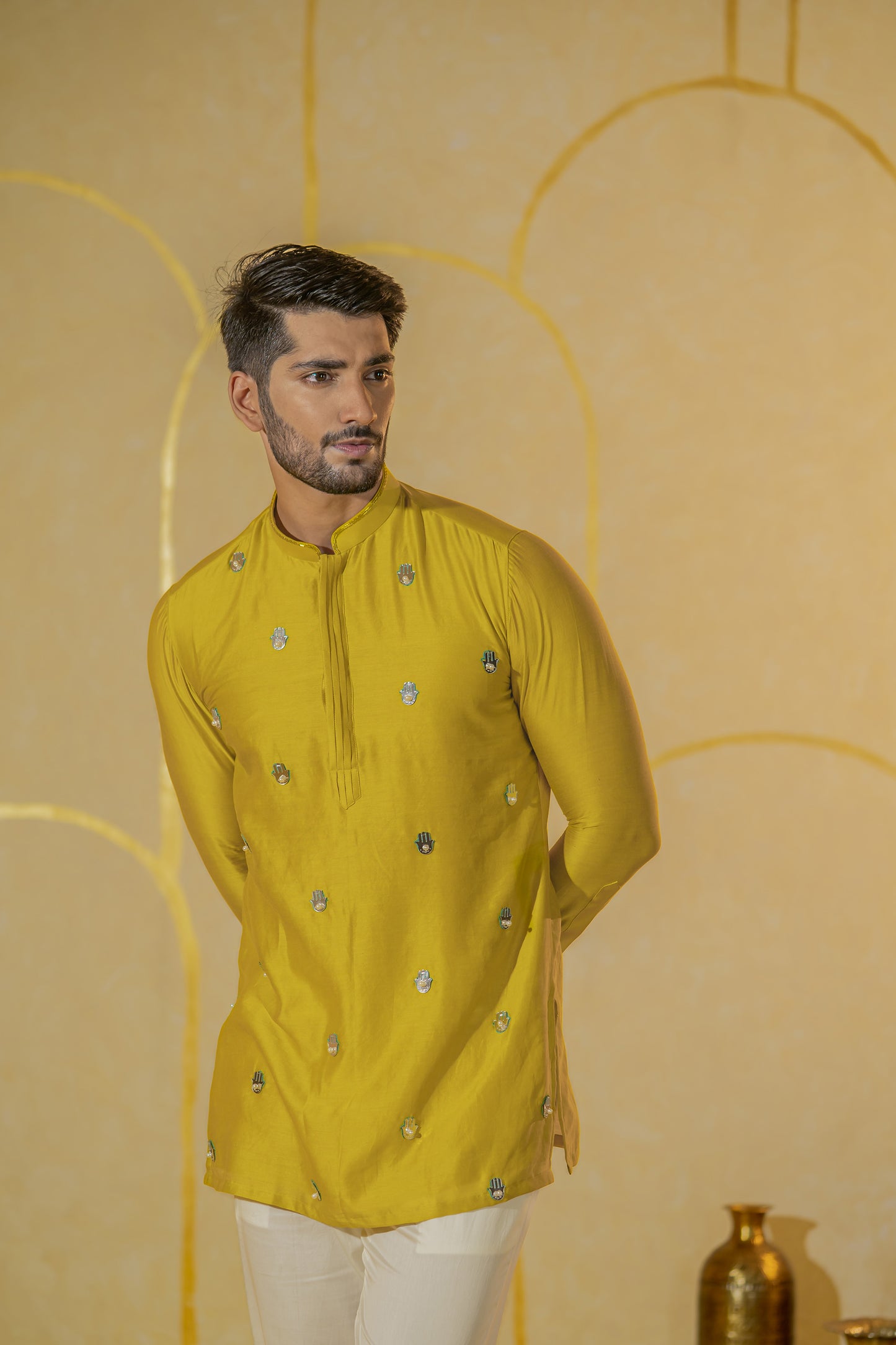 Hamsa Yellow Short kurta set