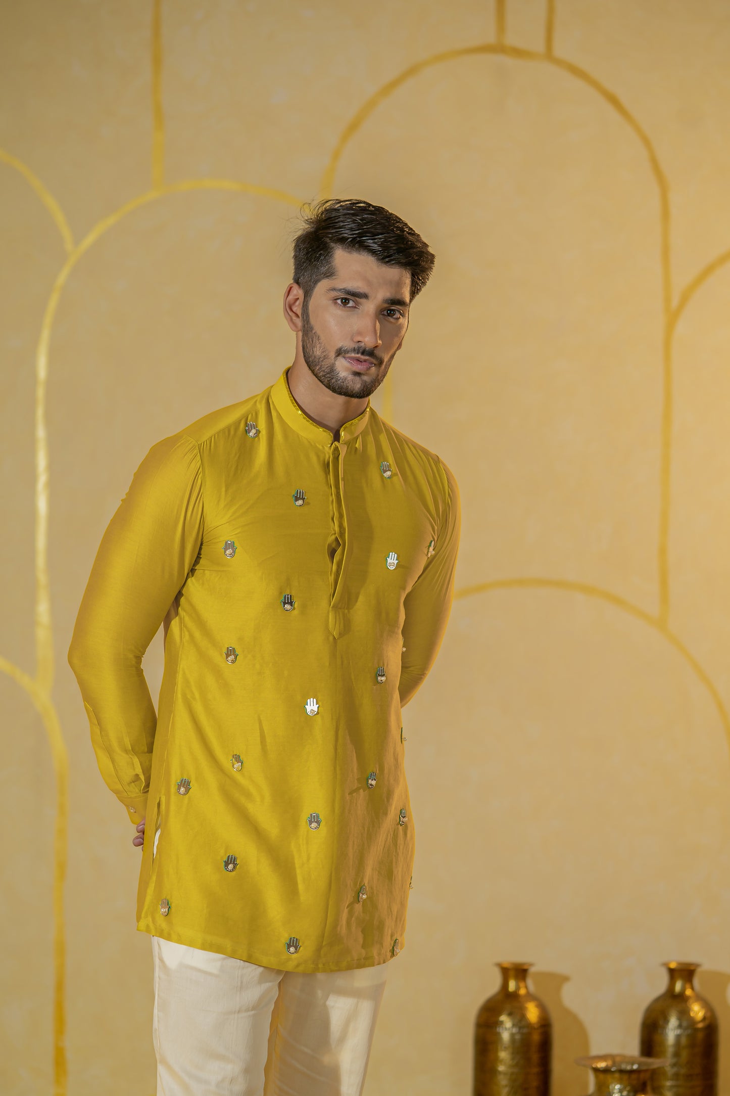 Hamsa Yellow Short kurta set