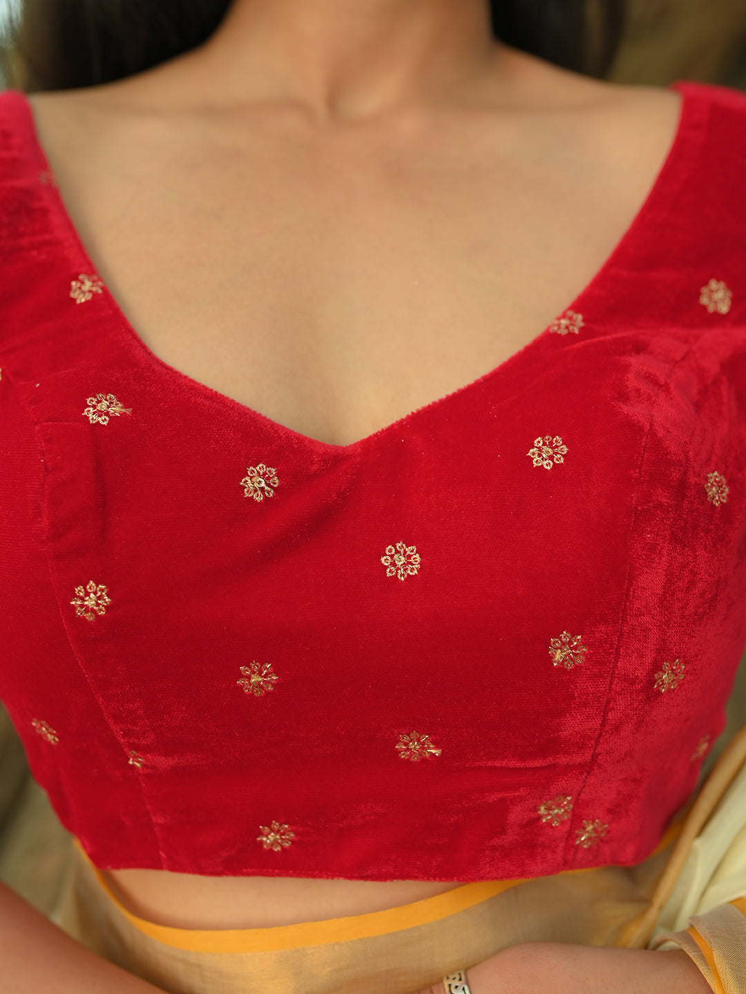 Laal Gulab I Red Velvet Designer Blouse