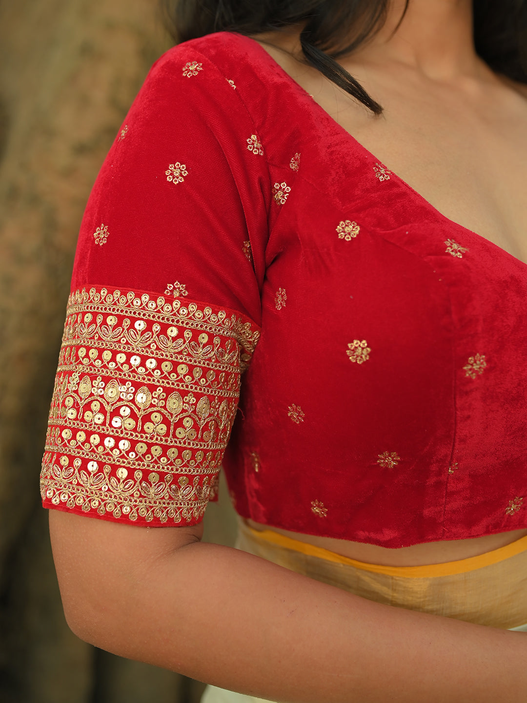 Laal Gulab I Red Velvet Designer Blouse