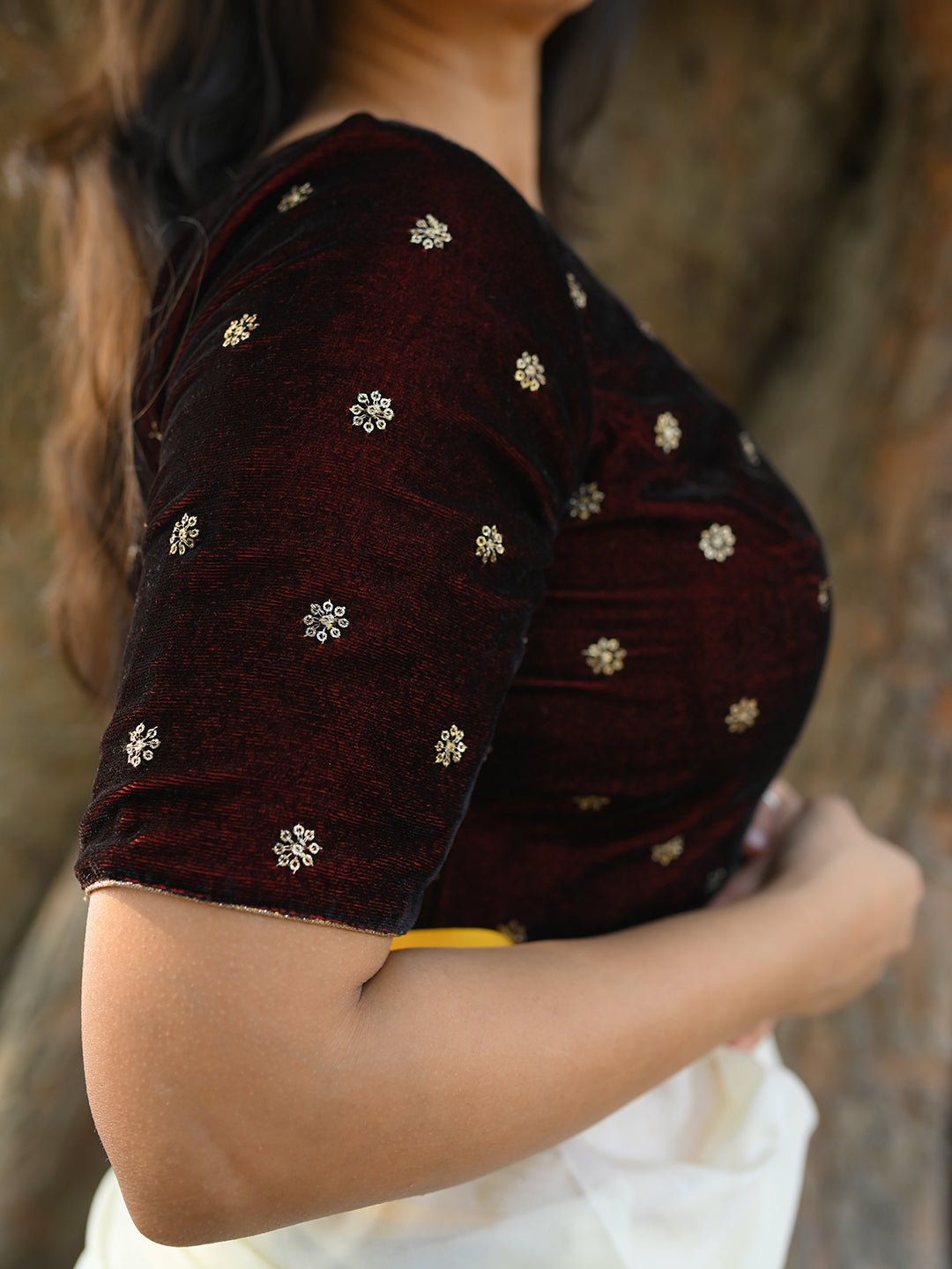 Maroon Sitara I Maroon Velvet Blouse