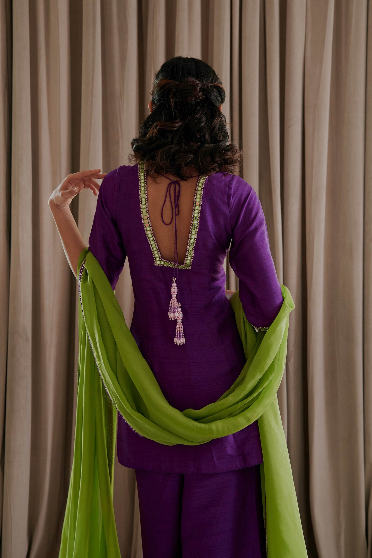 Purple Silk Kurti Palazzo Set