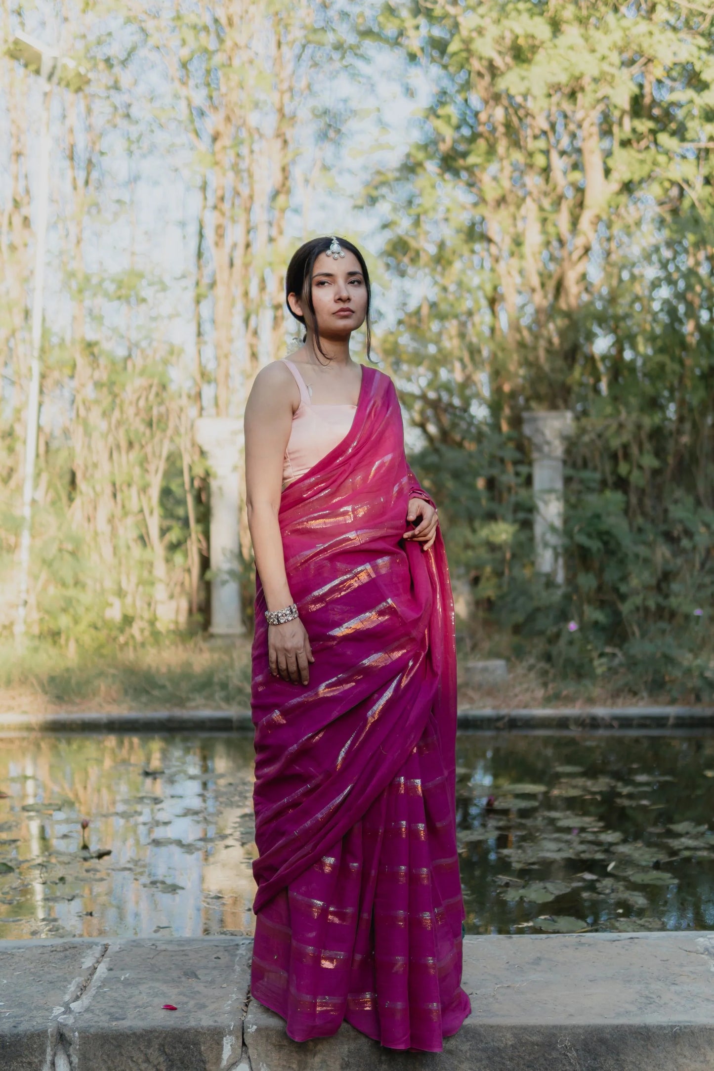 Charmy Plum Cotton Mulmul Saree