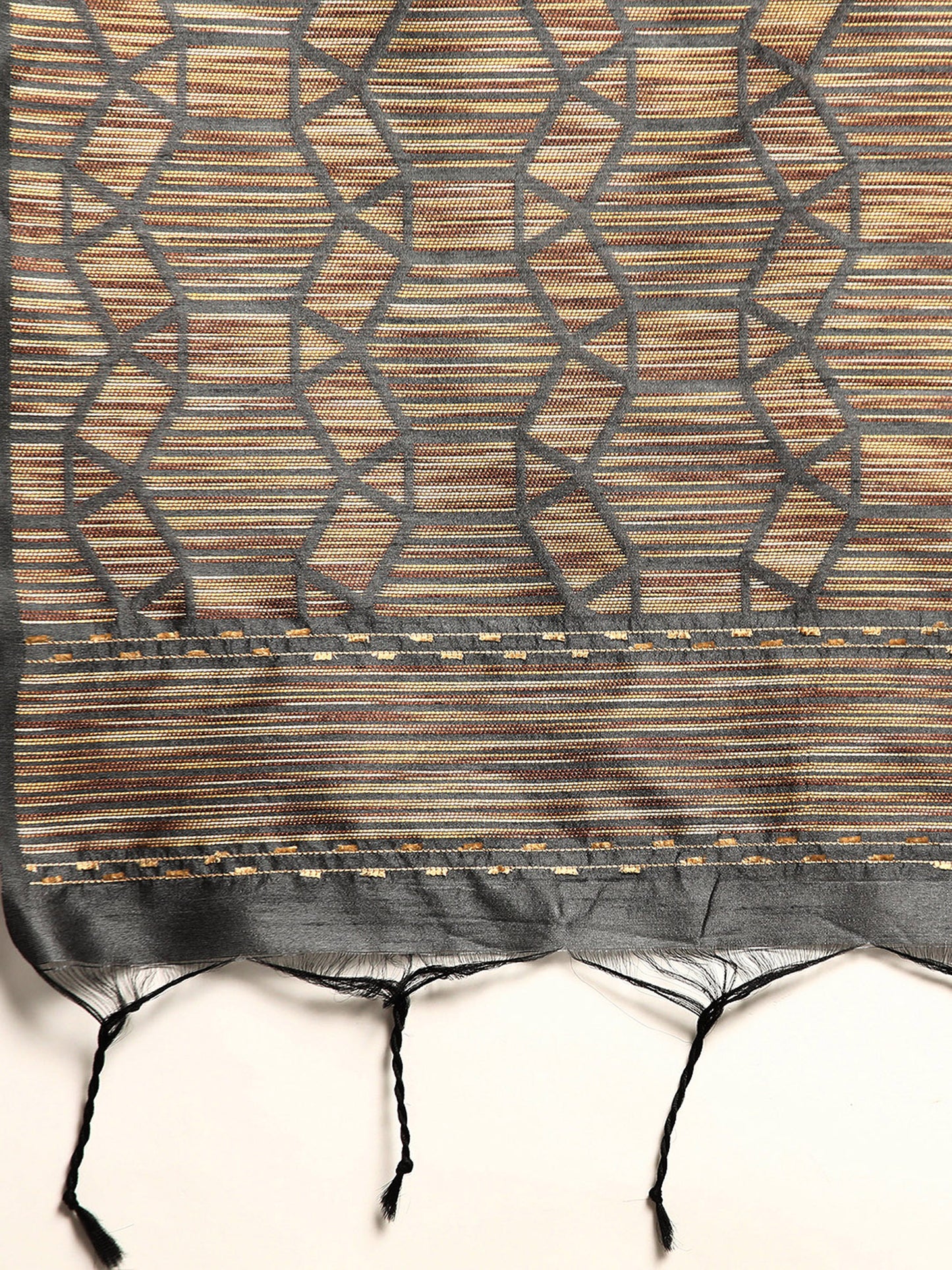 Grey Handloom Ghicha Raw Silk Butti woven saree