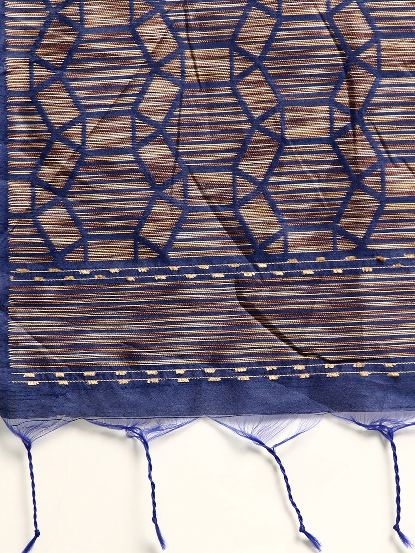 Blue Handloom Ghicha Raw Silk Butti woven saree